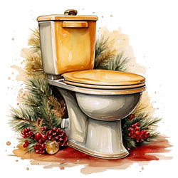 Toilet with Holiday Decor